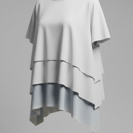 Layered cotton tee in chalk white