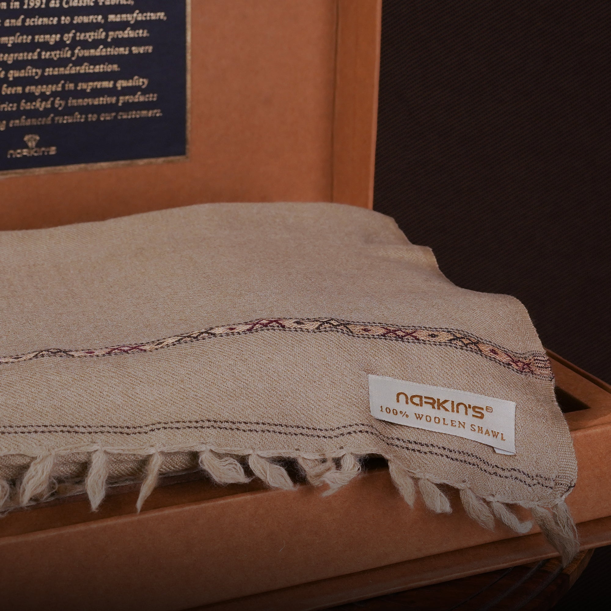 100% Woolen Shawl - 005 | Mid Brown